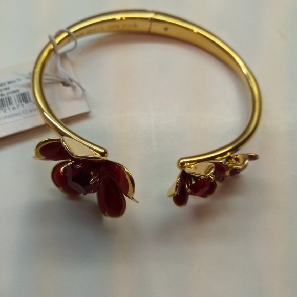 Kate Spade New Red Flower Hinged Bracelet - Picture 1 of 3